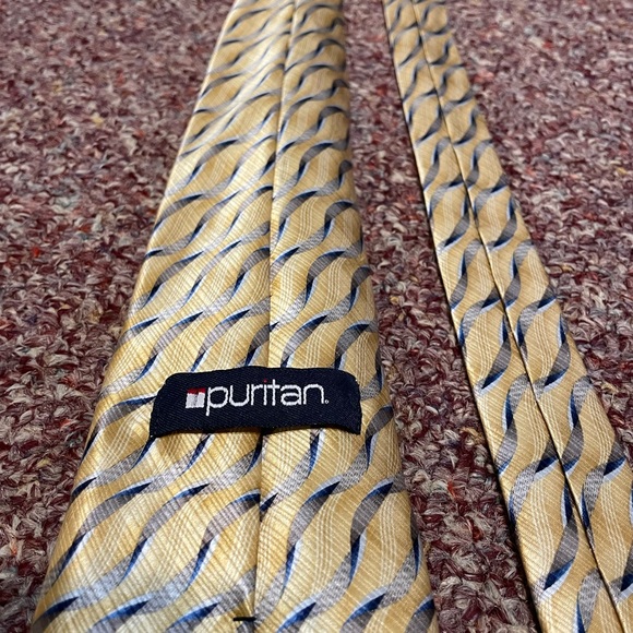 Yellow and Navy Puritan Tie - Picture 1 of 2
